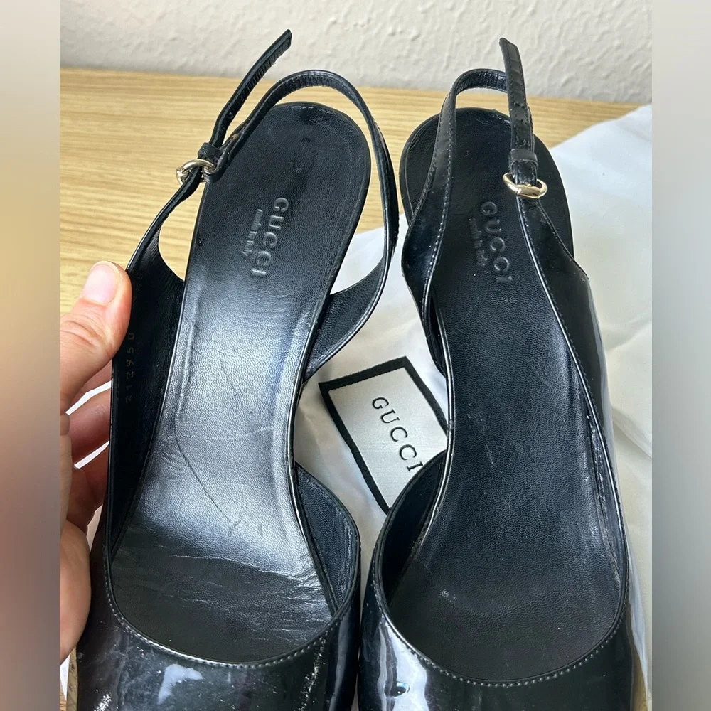 GUCCI Shoes Slingback Peep Toe Wedges - Picture 5 of 13